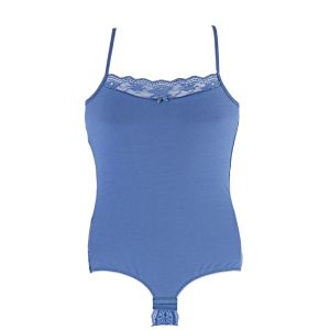 Bodysuit in cotton with thin straps Choice blue