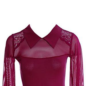 Body with long sleeves Cotton shirt burgundy