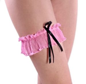 Leg garter in deep pink Cute bow