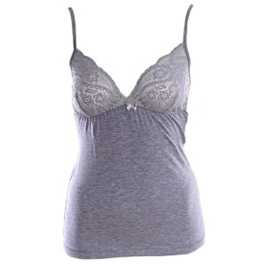 Cotton top in light grey with lace cups