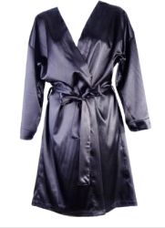 Women's satin robe Glory black