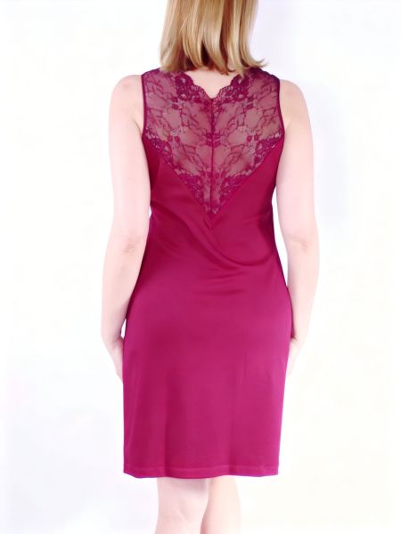 Памучна нощница с дантелен гръб Back lace — бордо