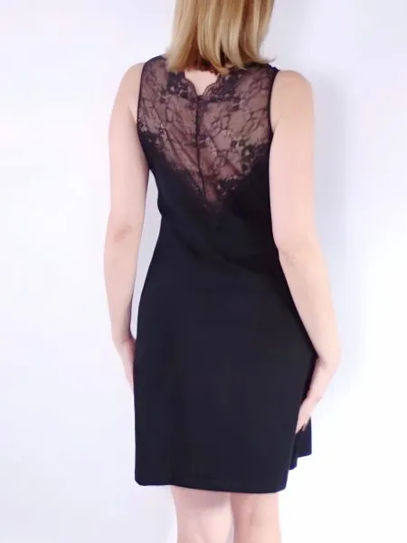 Памучна нощница с дантелен гръб черна Back lace  