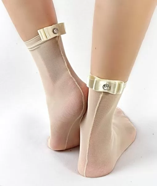 Чорапи до глезена от тюл Saten chick beige