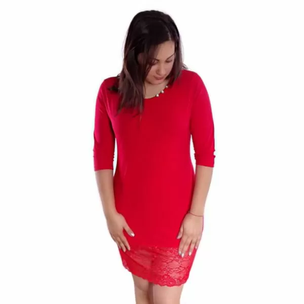 Памучна нощница  с дантела Sparkling romance red