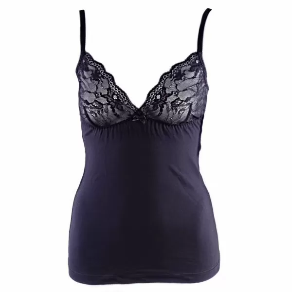 Cotton top with lace cups in black