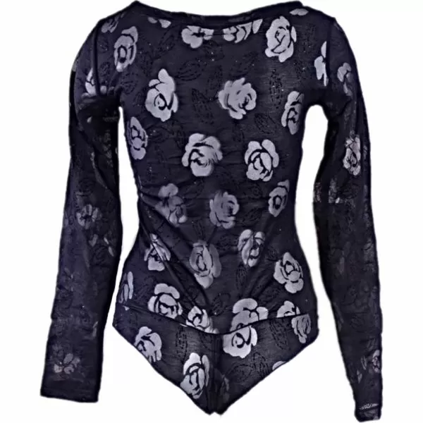 Bodysuit with long sleeves Black roses