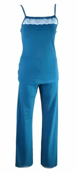 Луксозна дамска пижама от 3 части Comfy petrol