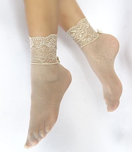 Дамски чорапи от тюл и дантела Stylish beige