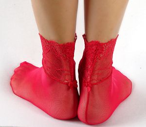 Дамски чорапи от тюл и дантела Stylish red