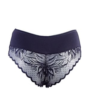 High waist brazilian with cotton and lace Clear 