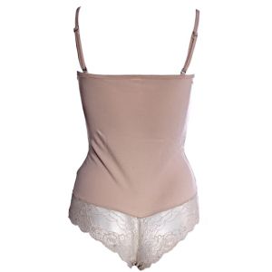 Body in cotton with lace accents Choice beige