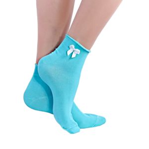 Дамски къси чорапи с панделка без ластик Turquoise