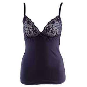 Cotton top with lace cups in black