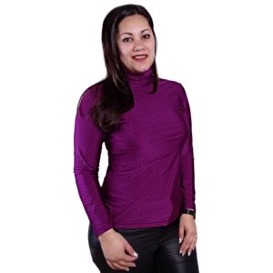 Women's polo blouse with long sleeves Burgundy pepite