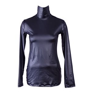 Women's blouse polo in black Shiny black