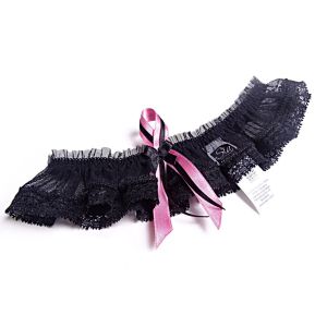 Sexy leg garter in black Cute pink bow