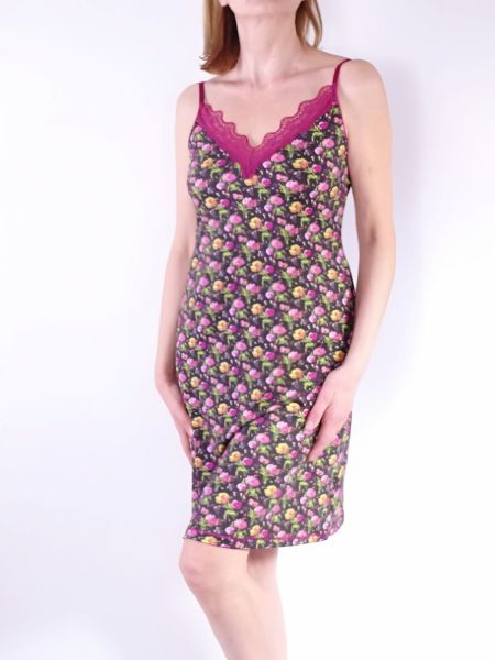 Floral Print Nightdress with Lace Straps Flora strap