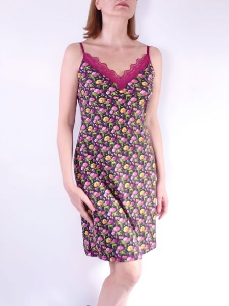Floral Print Nightdress with Lace Straps Flora strap