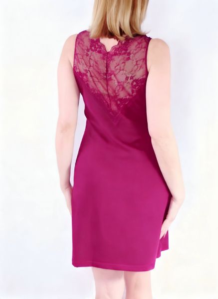 Памучна нощница с дантелен гръб Back lace — бордо